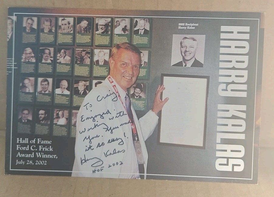 Harry Kalas signed 4x6 card Philadelphia phillies announcer