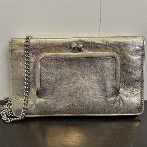 Coach Madison Flap Small Crossbody Bag Purse Champagne Gold Leather Clutch - Picture 3 of 6