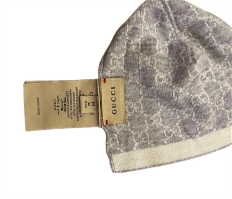 GUCCI Gorro Niños Lana Nylon Patrón GG Gris Beige Talla: M Cabeza Cir.: 46cm 18" Foto 2 de 4