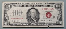 1966 One Hundred Dollar United States Note $100 Red Seal RARE #96235