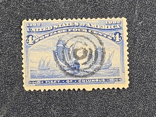 1892 U.S. 4 cent Columbian BULLSEYE cancel - Scott# 233 - Solid USED stk#IZ2 - Picture 1 of 4