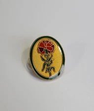 Red Carnation Lapel Pin Yellow Background 
