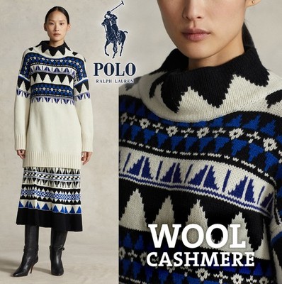 NP  700+ Polo Ralph Lauren Knit Jumper S (M) White, Wool, Cashmere, Fair Isle