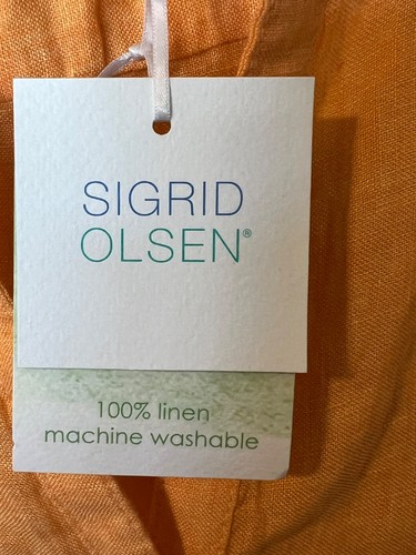 NWT $80 SIGRID OLSEN LINEN BLOUSE XL CANTALOPE ORANGE TRAVEL COMFY NEW SOFT - Picture 4 of 7