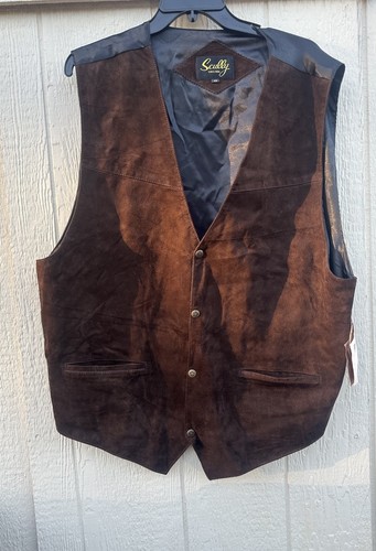 SCULLY LEATHER VEST BROWN SNAP BUTTONS COWBOY WESTERN MENS SIZE 4X NEW WITH TAGS - Picture 5 of 16