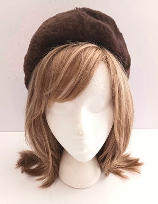 VTG 50s Sheared Brown Rabbit Fur Macys Little Shop Pillbox Hat  O/S