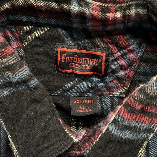 Five Brother Flannel Shirt Mens 2XL Plaid Heavyweight Cotton Workwear Oversized - Picture 2 of 13