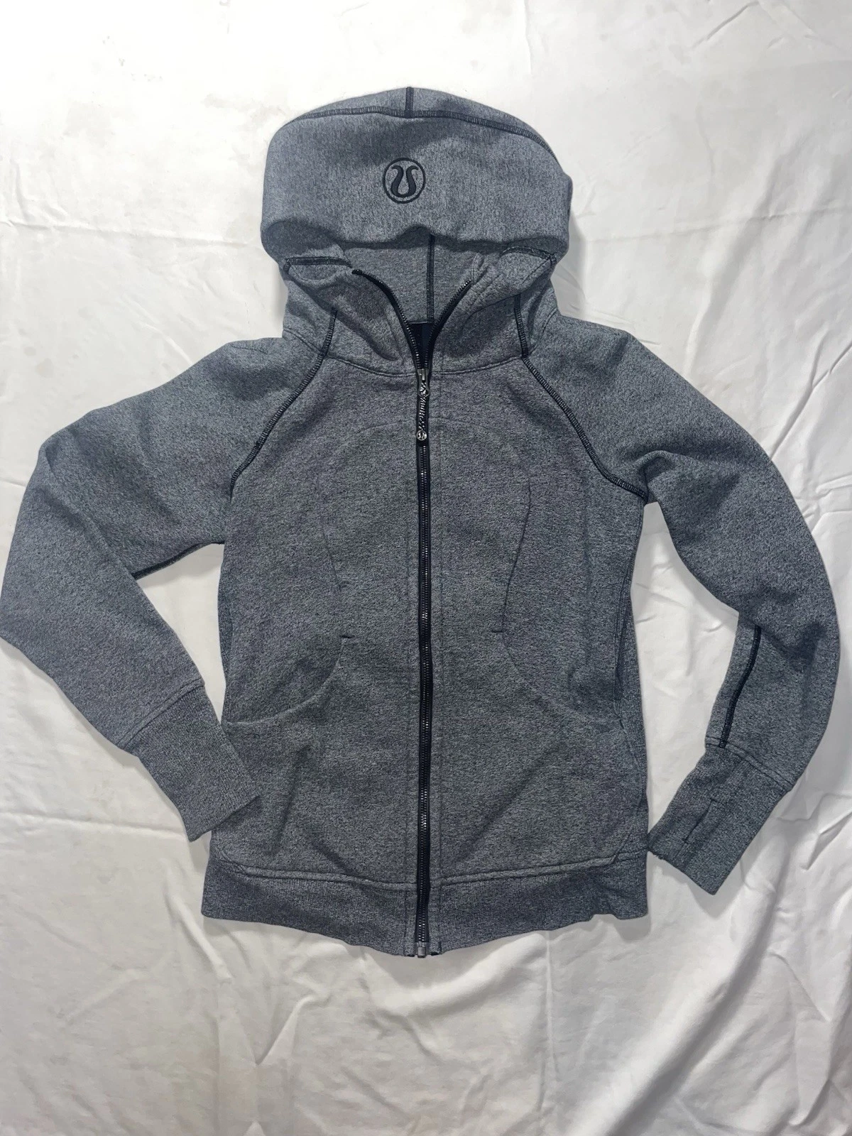 Lululemon Womens Scuba Hoodie Jacket Heathered Gray Full Zip Size 6
