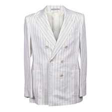 BRUNELLO CUCINELLI MEN'S WHITE LINEN STRIPED SUIT MSRP 5050