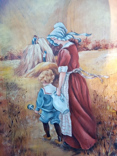 Volkskunst Gemälde auf Holz Wandbehang und funktionaler Nussschale signiert DL Novach - Bild 3 von 15