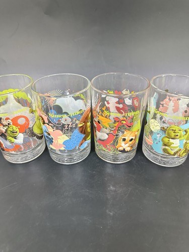 Set of 4 McDonalds Shreck The Third Glass 2007 Disney Glass 5in Tall - Picture 2 of 4