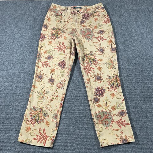 Lauren Ralph Lauren Pants Womens Size 8 Petite Tan Floral Fairycore Boho