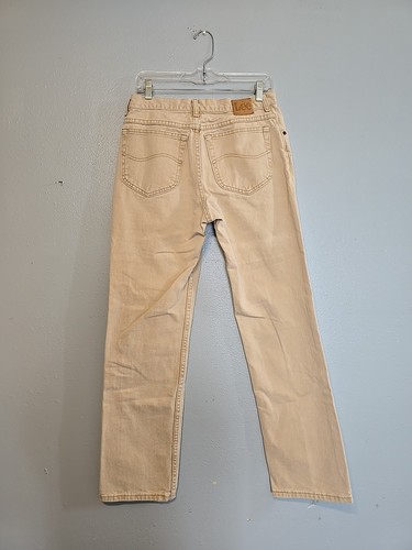 Vintage Lee Riveted Jeans Mens 32x33 Tan Khaki Straight Leg Denim - Picture 3 of 11