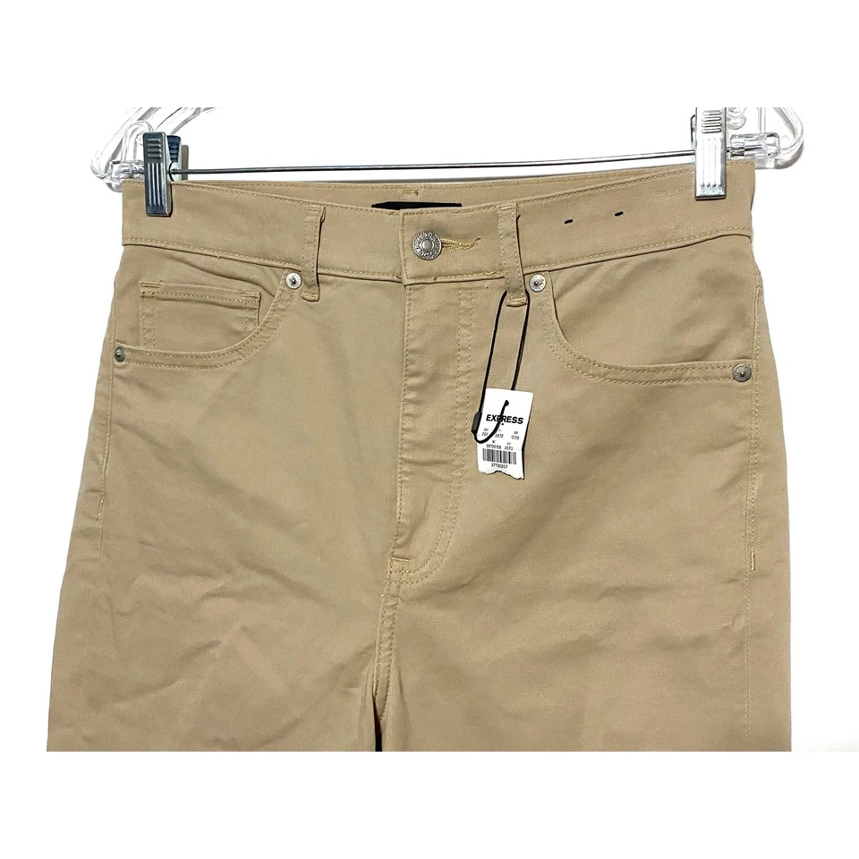 Pantalones chinos Express rectos de tiro súper alto para mujer 6R preppy informales elásticos nuevos con etiquetas Foto 3 de 4