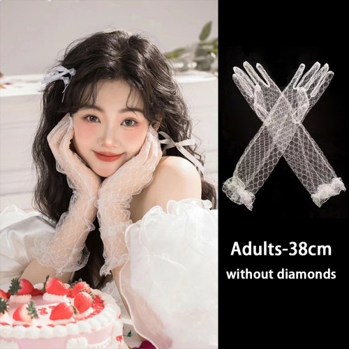 Bright Diamonds Flower Girl Gloves Bridal Wedding Gloves for Performance Photo - Picture 11 of 12