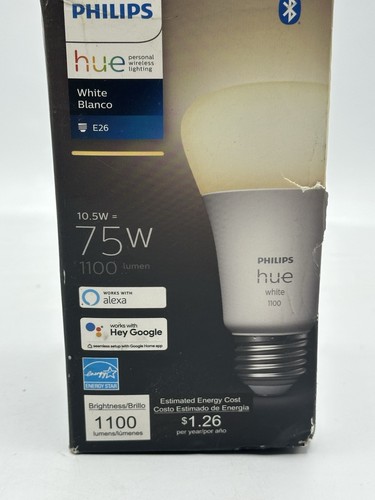 Philips - Hue A19 Bluetooth 75W Smart LED Bulb - White Model: 563007 - Picture 5 of 5