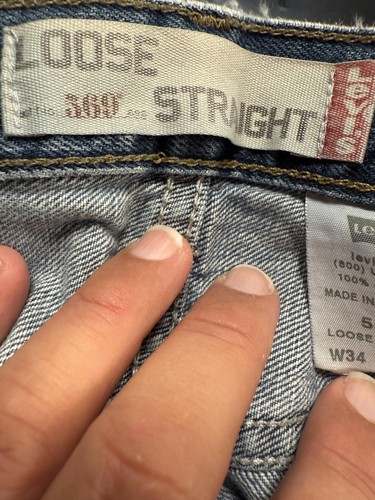 Levis 569 Jeans Herren 34x32 Blau Loose Straight Denim Distressed Löcher Verwaschen - Bild 7 von 8