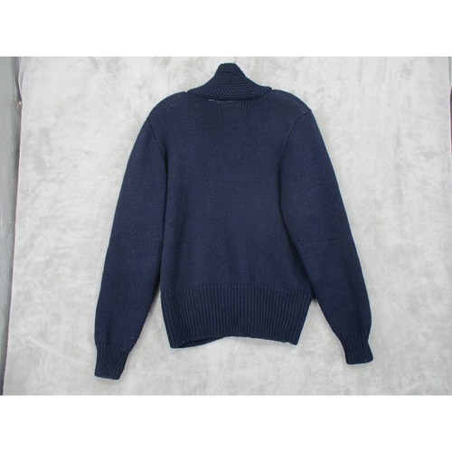 Vintage Talbots Sweater Womens Large Wool Cardigan Shawl Collar Preppy Navy Blue - Picture 2 of 8