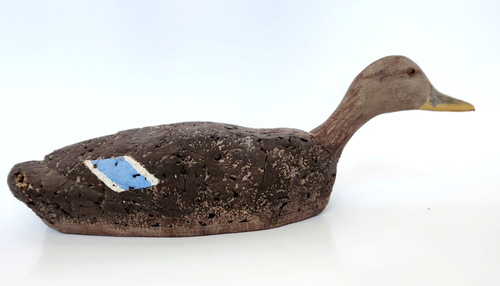 Vintage Wooden Cork Mallard Duck Decoy Hand Carved & Painted with Glass Eyes - Picture 3 of 15