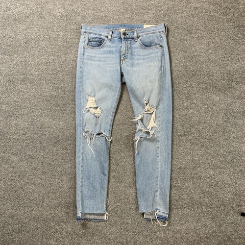 Rag & Bone Jeans Women 27 Denim Marina Dre Capri Step Hem Distressed Busted Knee - Picture 2 of 10