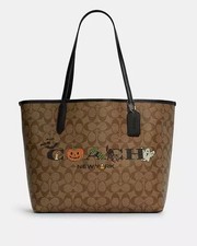 NWT Coach City Tote Bag In Signature Canvas With Halloween 5714