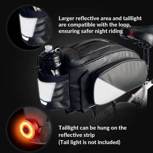 Rear Rack Bag, 12L Waterproof Reflective Bicycle Trunk Bag, Cycling Rear Seat... - Picture 4 of 8