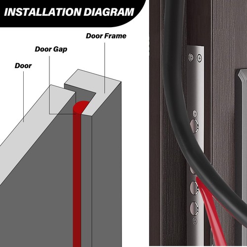 Silicone Weather Stripping Door Seal, 20FT Self Adhesive D-Shaped Door Weathe... - Picture 5 of 7