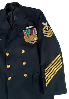 cpo dress blue uniform Mens 3 Piece Pinstripe Navy-Blue Suit