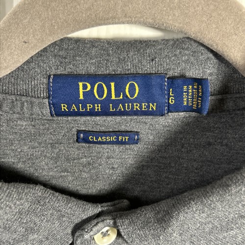 Polo Ralph Lauren Men's L Gray Cotton Polo Shirt Classic Fit Polo Pony - Picture 3 of 4