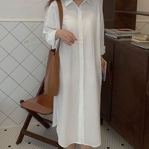Green Loose Long Sleeve Shirt Dress Women Spring Sunscreen Blouse Dress Casual - Picture 14 of 90