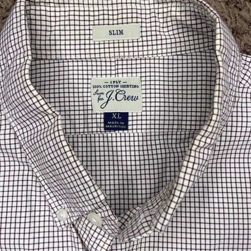 J.Crew Men's 2-Ply Cotton Checkered Button Up Poplin Shirt Size XL - Picture 7 of 8