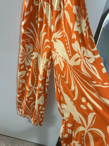 Patrons of Peace Arcadia Jumpsuit Orange & Yellow Bold Print w/smocking XL - Picture 5 of 7
