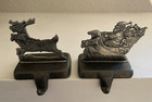 Christmas Stocking Holders Pewter Reinder, Santa Sleigh