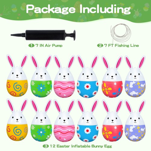 12 Pcs Inflatable Easter Eggs 16 inch Easter Decorations Outdoor Indoor Blow ... - Picture 3 of 6