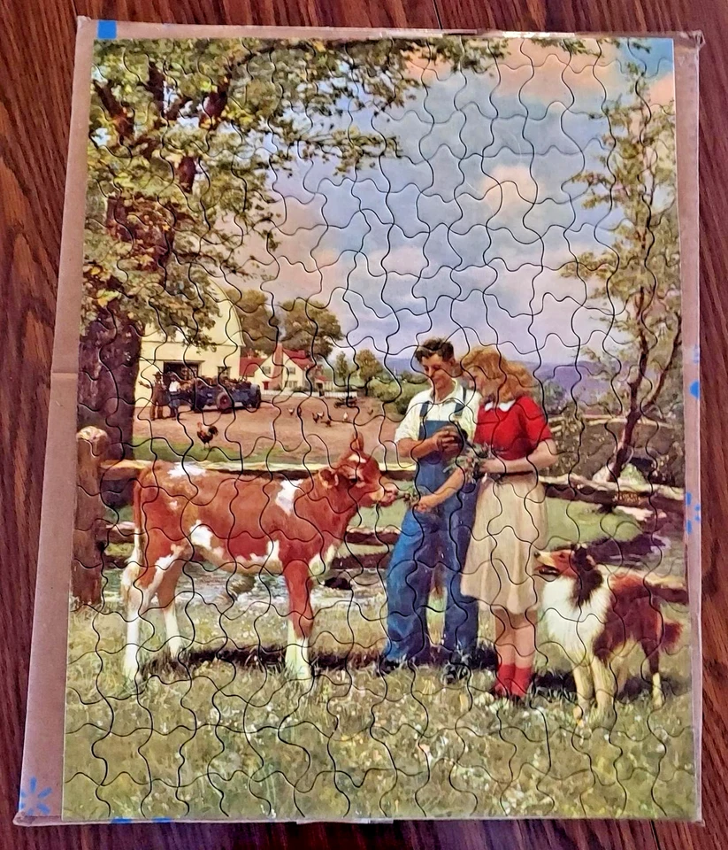 Lote de 2 Rompecabezas Vintage TUCO y Gremio COMPLETOS 300+ piezas Niño Niña Calf Collie Foto 2 de 4