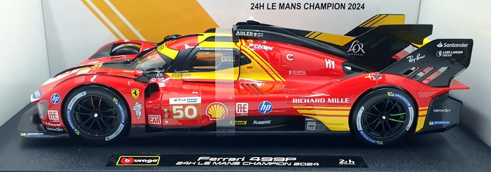 Burago 1/18 Scale Diecast 18-16303 - Ferrari 499P #50 Le Mans 2024 Winner - Image 3 of 4