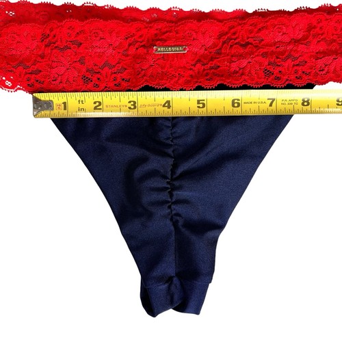 NEW Relliciga Scrunch Butt Bikini Womens Small Navy Blue Red Lace Bathing Suit - Picture 14 of 17