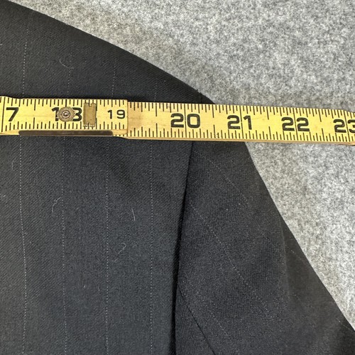 Tuta Hart Schaffner Marx uomo 42R nera gessato lana blazer pantaloni made USA - Foto 12 di 19