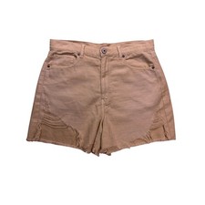 American Eagle Highest Rise Mom Short Women 12 Tan Distressed Raw Hem Casual