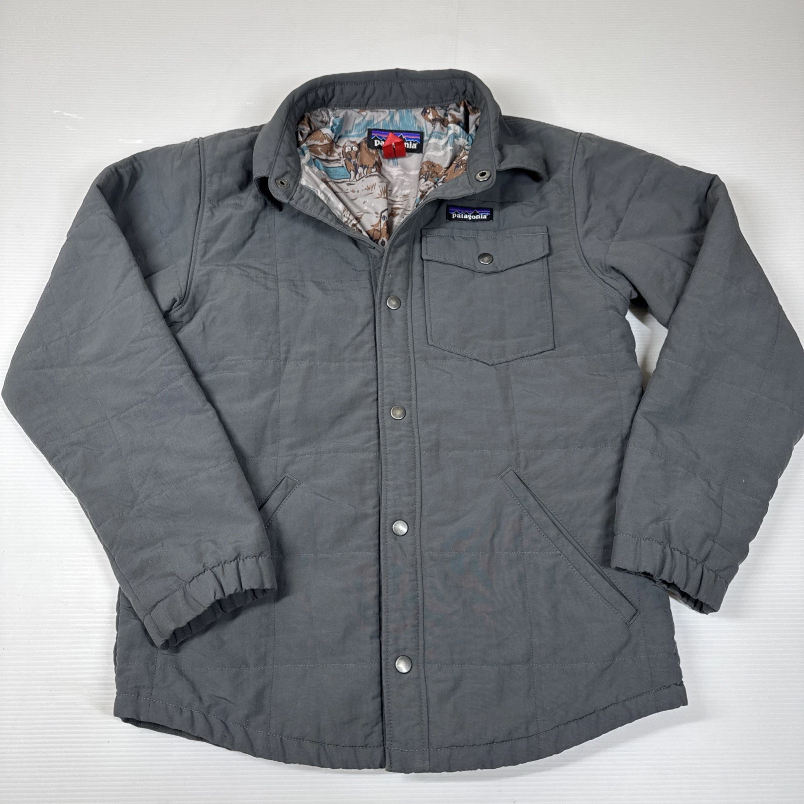 Patagonia Quilted Boys Shacket Coat Quilted Size 12/Large Gray Style #68010
