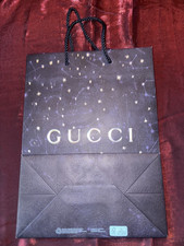 Gucci Blue Embossed Paper Shopping Gift Bag with Stars 10" x 14" x 5"