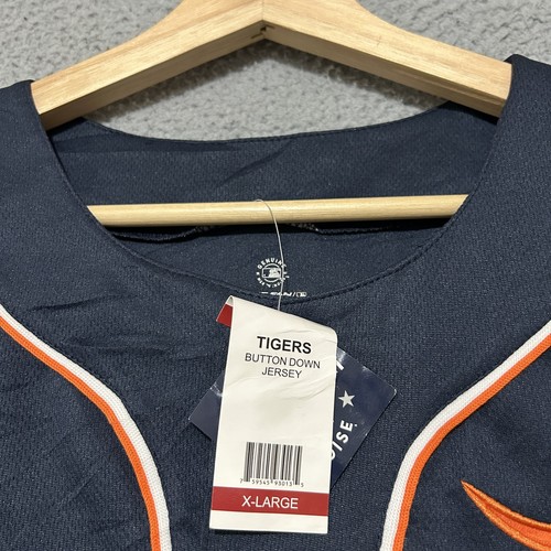 Detroit Tigers Jersey Button Down Mens XL Navy Orange MLB Baseball True Fan NWT - Picture 6 of 10