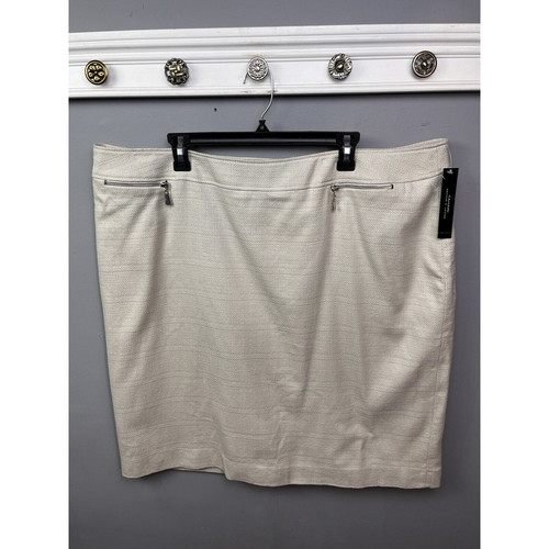 Tahari ASL Skirt Womens Plus Size 22W Cream Tweed Textured Lined Office NEW