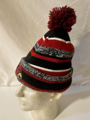 Vintage Louisville Cardinals Beanie Pom Knit Fleece-lined Ski Hat NCAA Football - Picture 3 of 6