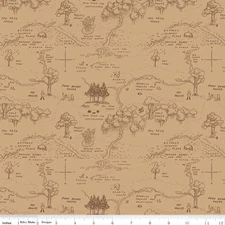 Winnie the Pooh C17001 Brown Map by Echo Park for Riley Blake - by half-yard
