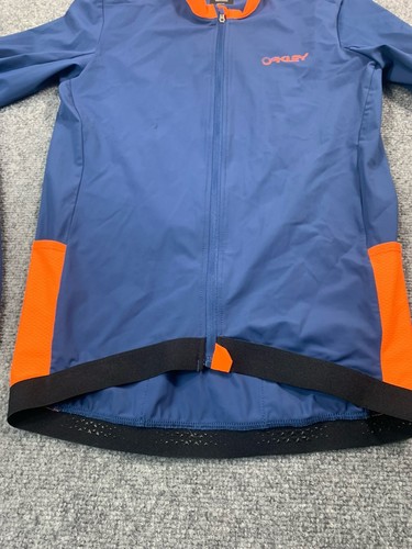 Oakley Shirt Womens Medium Long Sleeve Full Zip Cycling Reflective Stretch Blue - Picture 5 of 18