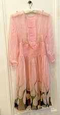 PRADA PINK CHIFFON "FLAMMES" DRESS SIZE IT44/ US 8. SPRING 2000