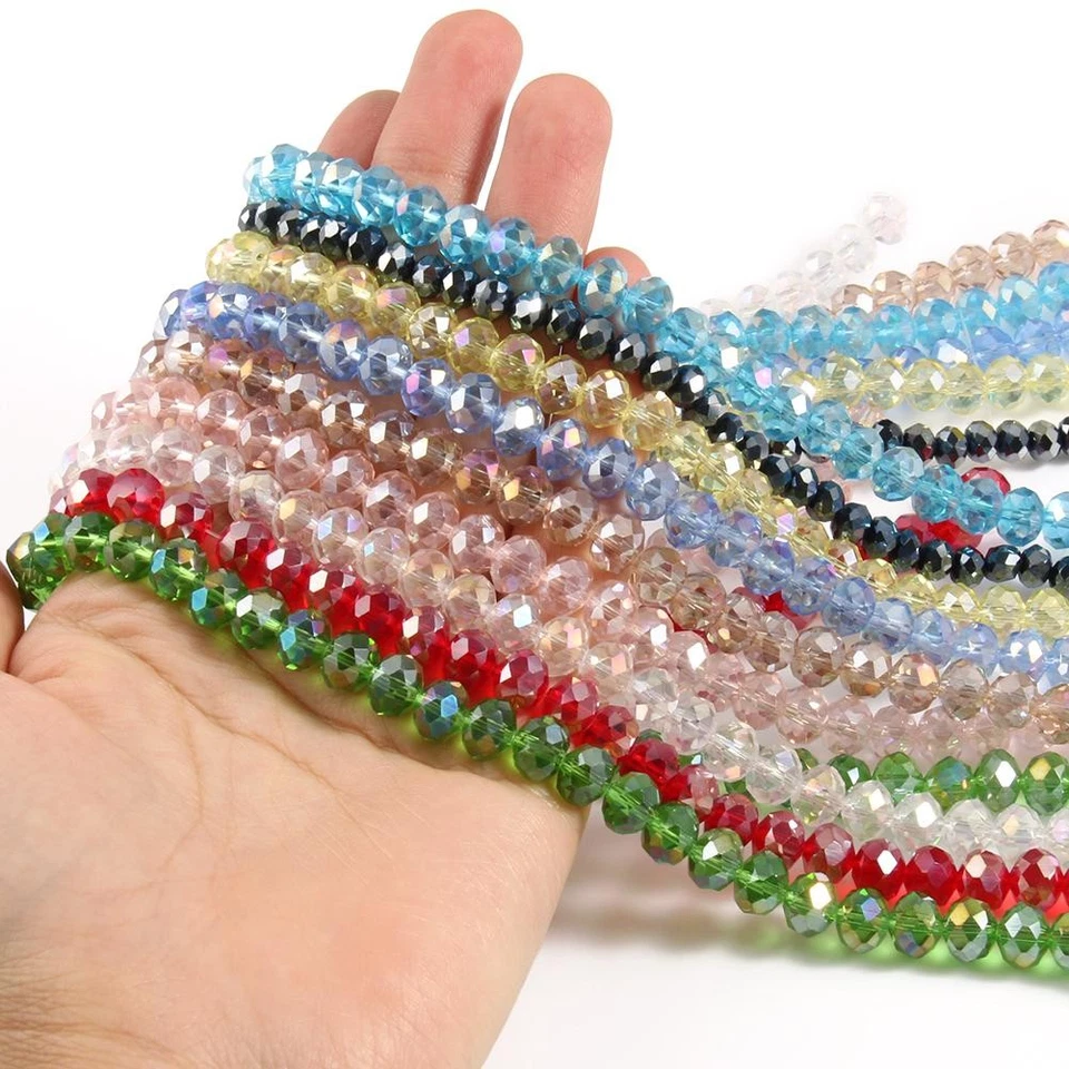 Cuentas de vidrio de cristal multicolor 3/4/6/8 mm facetadas redondas cuentas sueltas hágalo usted mismo joyería Foto 3 de 4