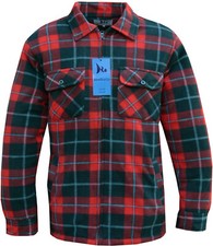 Mens Fleece Padded Lumberjack Shirt Jacket Fur Lined Sherpa Winter Warmer M-5XL