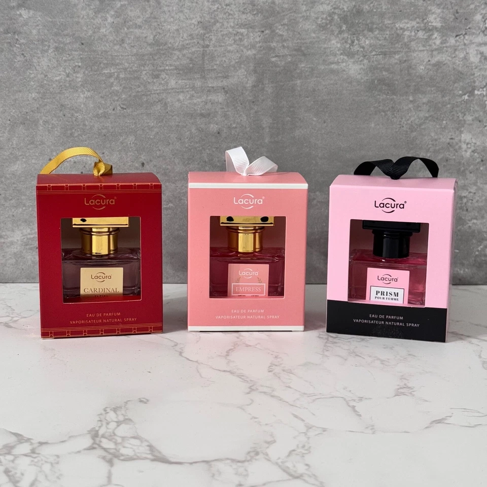 Lacura Mini Eau De Parfum EDP 25ml - Cardinal Red, Prism and Empress, NEW, ALDI